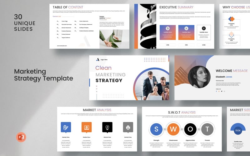 clean marketing strategy template original