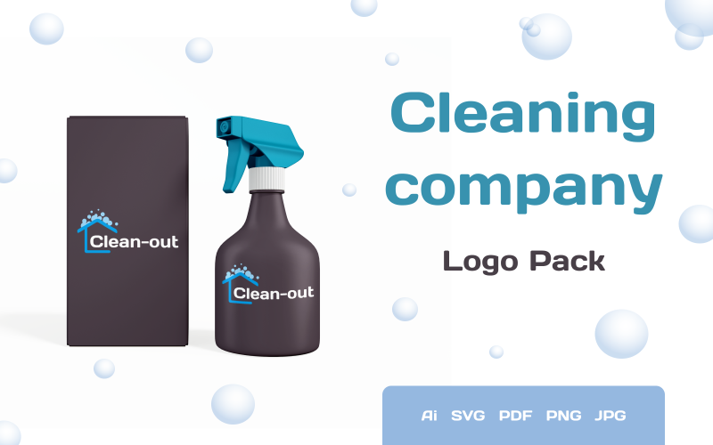 clean out cleaning company minimalistic clean house logo template original