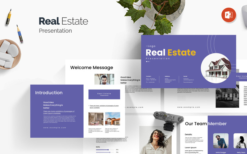 clean real estate powerpoint template original