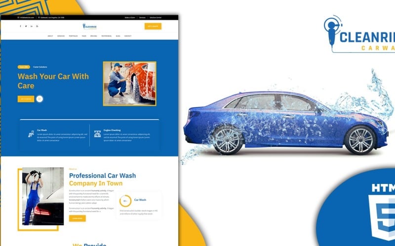 cleanride car wash services landing page website template original