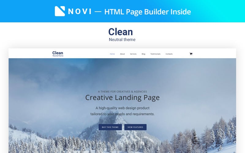 clear simple creative agency html with novi builder landing page template original