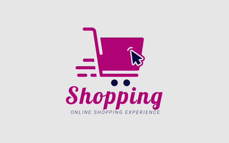 click shop logo icon design with shopping cart for web store original
