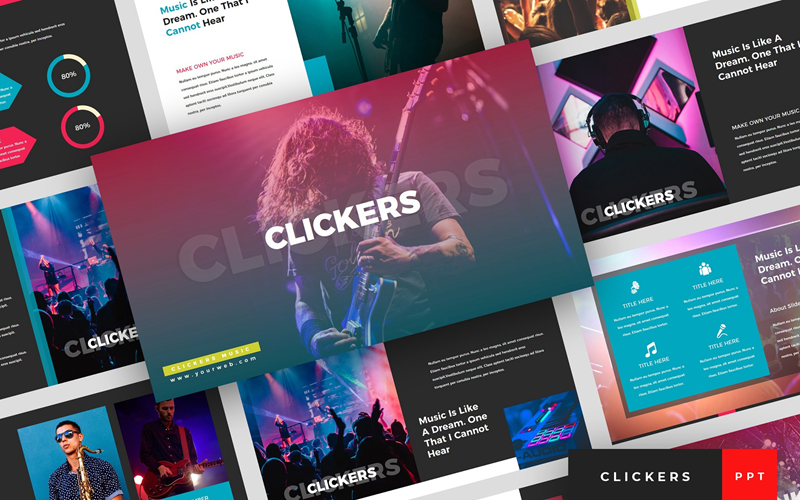 clickers music band presentation powerpoint template original