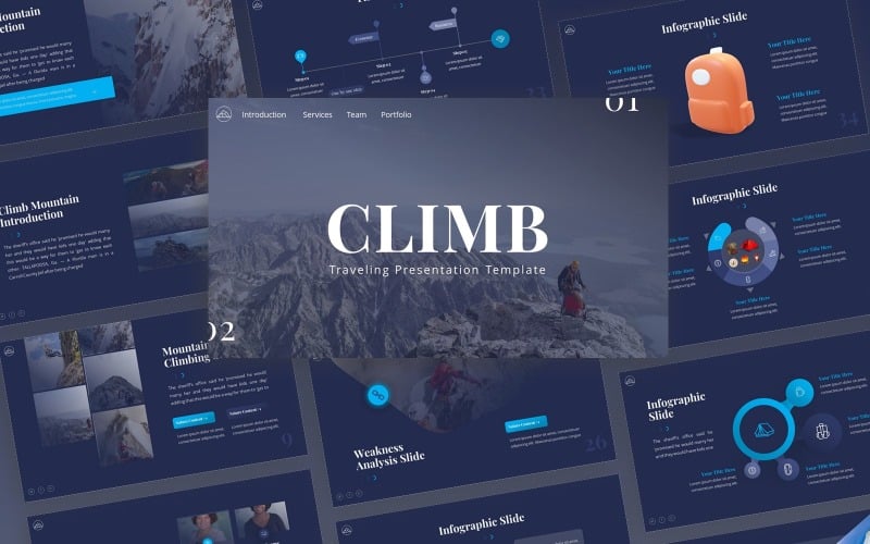 climb traveling multipurpose powerpoint template original
