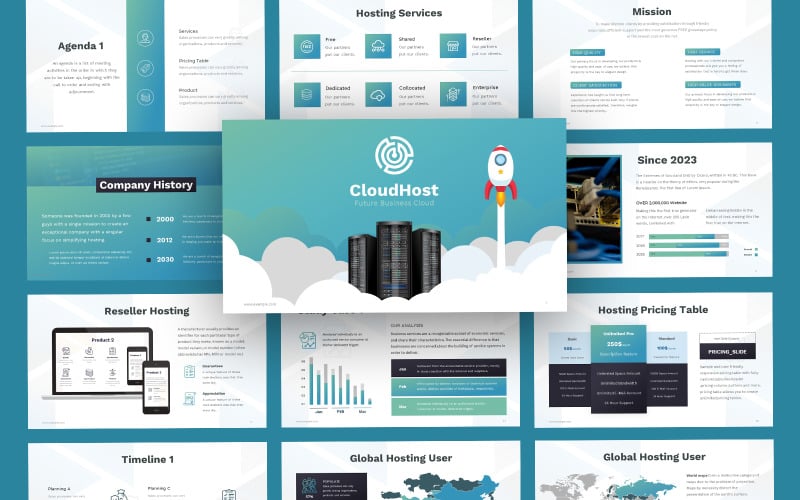 cloud hosting company powerpoint template original
