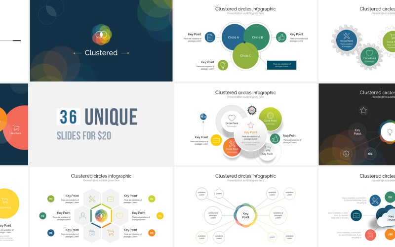 clustered info graphic powerpoint template original