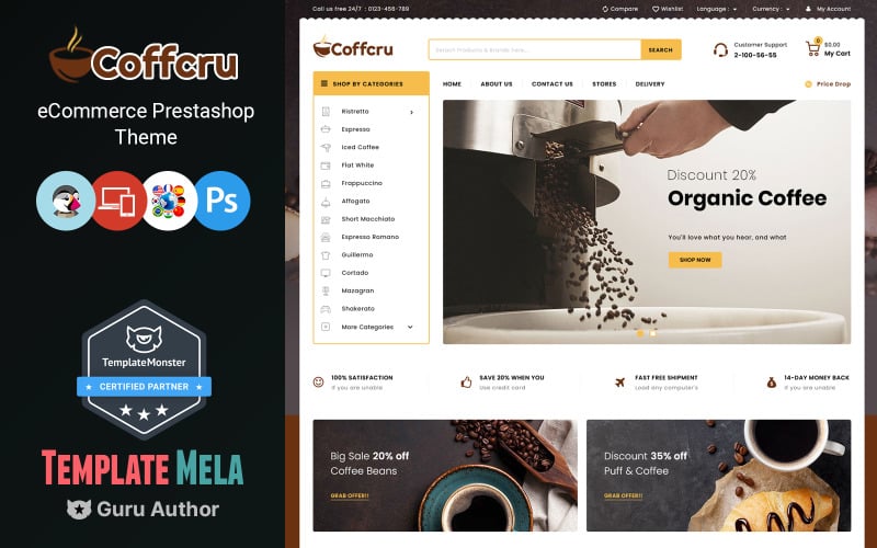 coffcru coffee and drinks store prestashop theme original