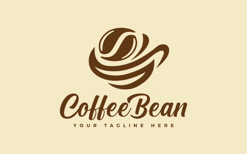 coffee cup with bean cafe logo design original