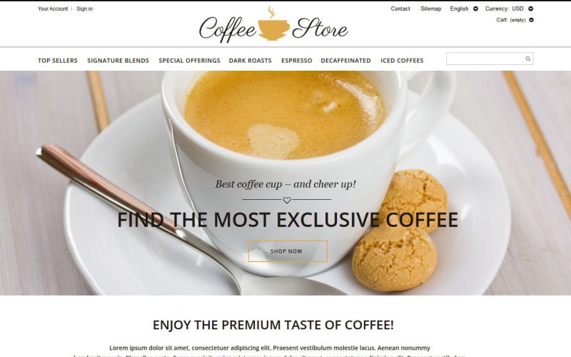 coffee shop prestashop theme original