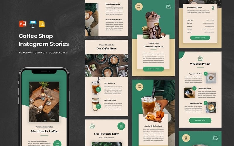 coffee shop social media instagram stories powerpoint template original