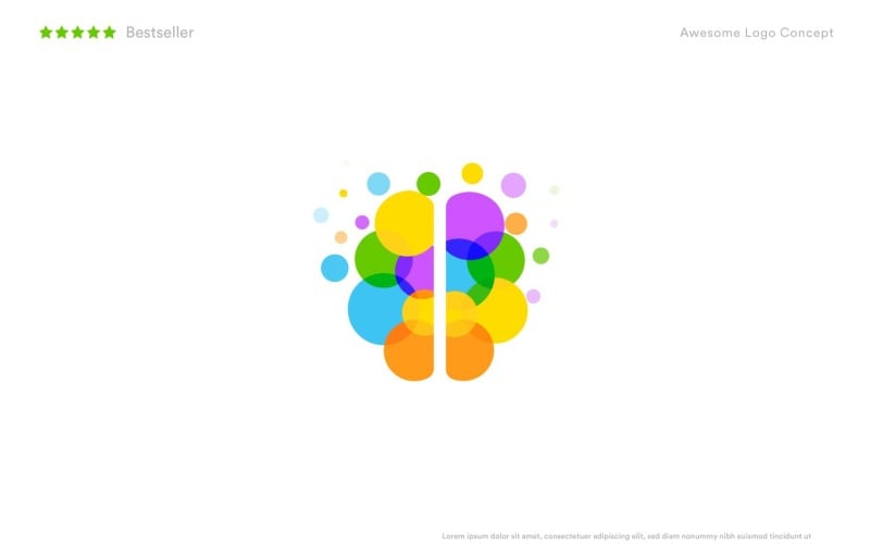 colorful bubbles brain logo template for children education kids communication creative idea original