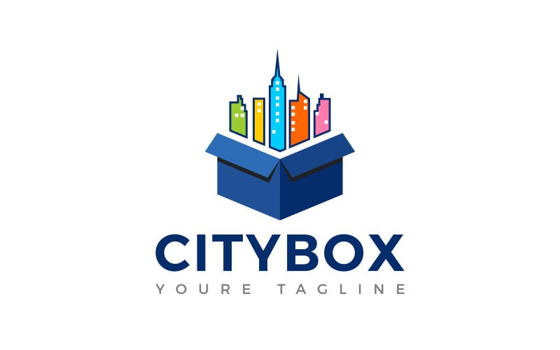 colorful city box logo design original
