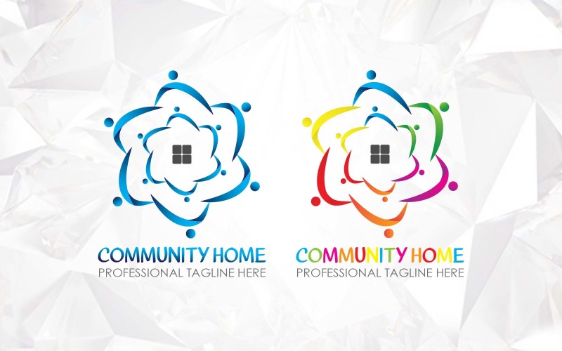 colorful community home logo design brand identity original