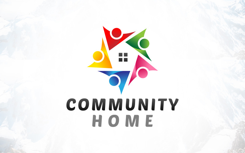 colorful community house social community logo original