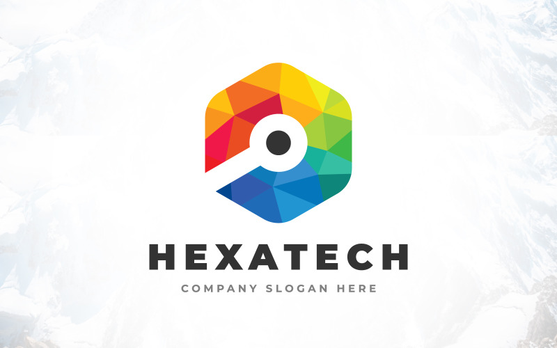 colorful hexagon technology logo design original