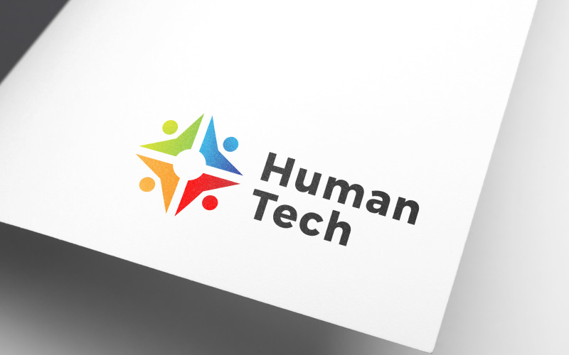 colorful human technology logo design original