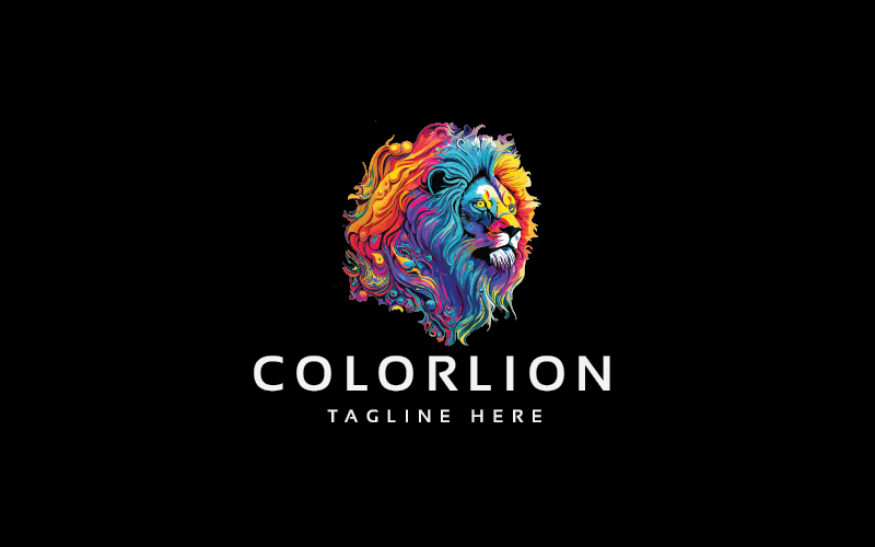 colorful lion branding logo template original