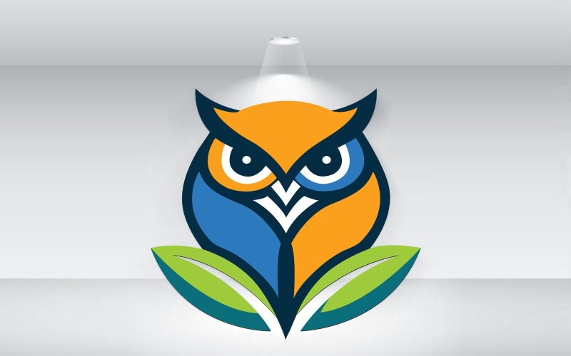 colorful owl with leaf logo template vector original