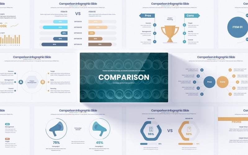 comparison power point infographics slides original