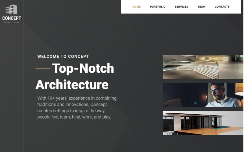 concept architecture creative html bootstrap landing page template original