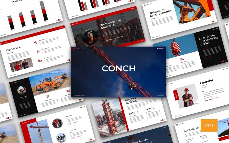 conch construction amp building presentation powerpoint template original