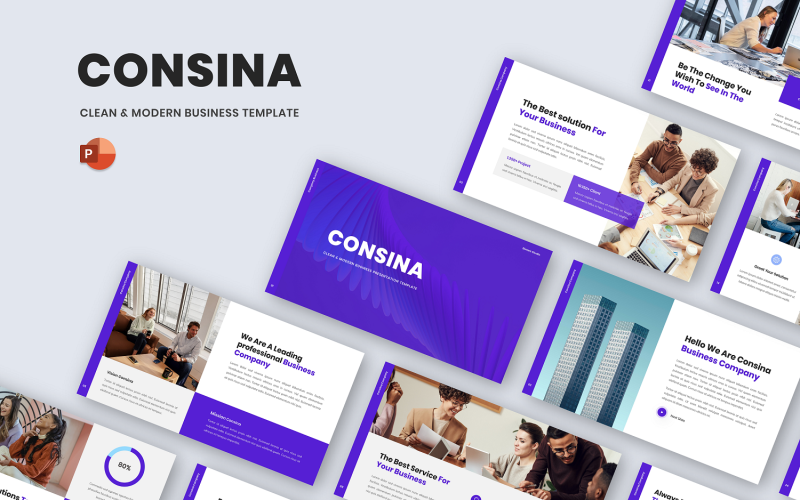 consina clean amp modern business powerpoint template original