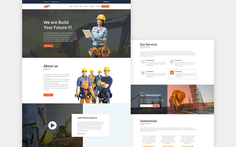 constex construction services one page html template original