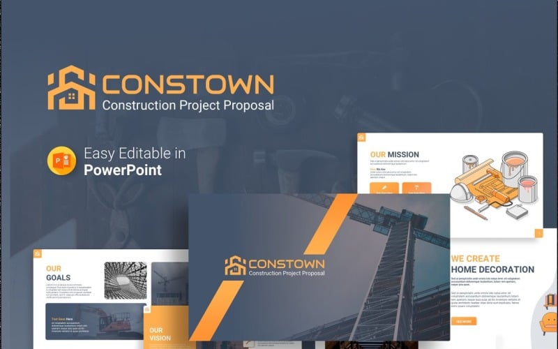 constown construction project proposal presentation powerpoint template original