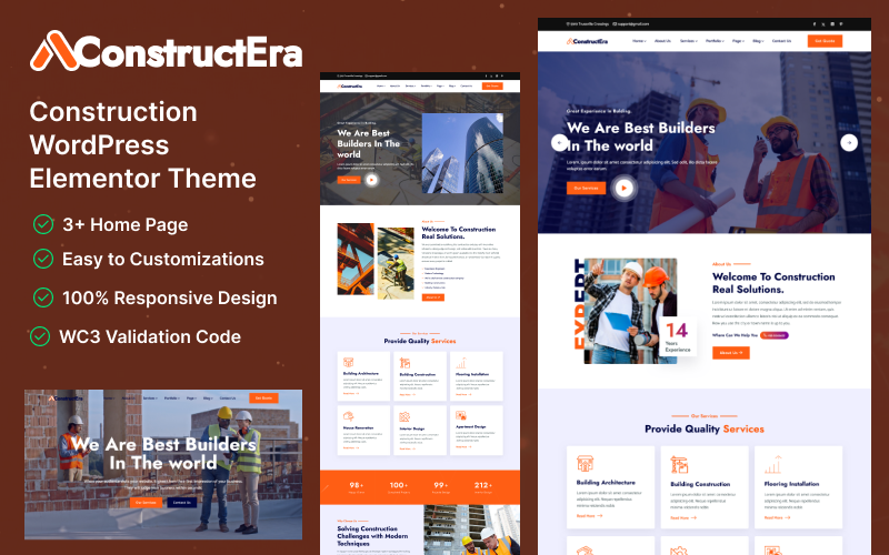 constructera construction wordpress elementor theme original