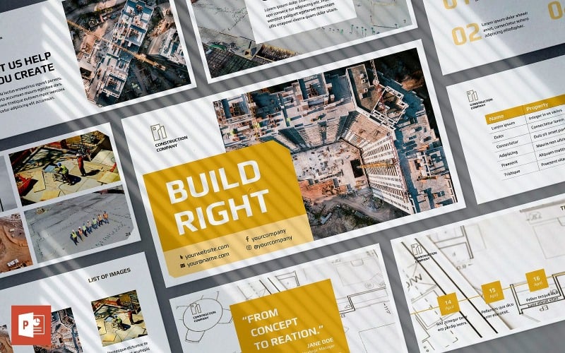 construction company presentation powerpoint template original