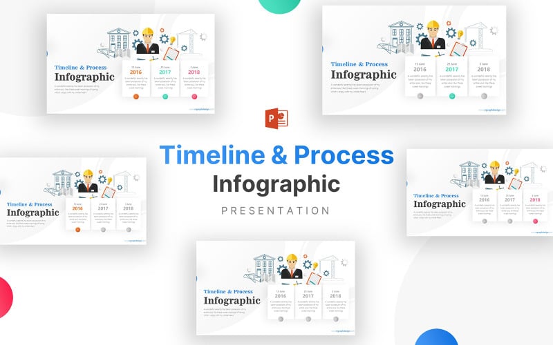 construction industry with plan project infographic presentation powerpoint template original