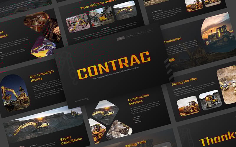 contrac heavy equipment amp construction rental powerpoint template original