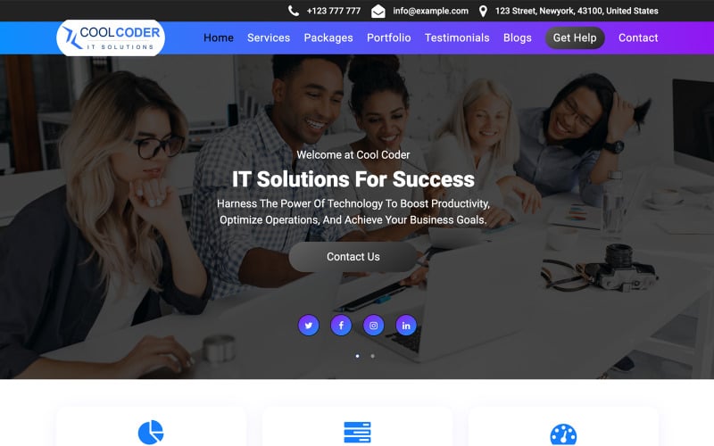 cool coder software company landing page template original