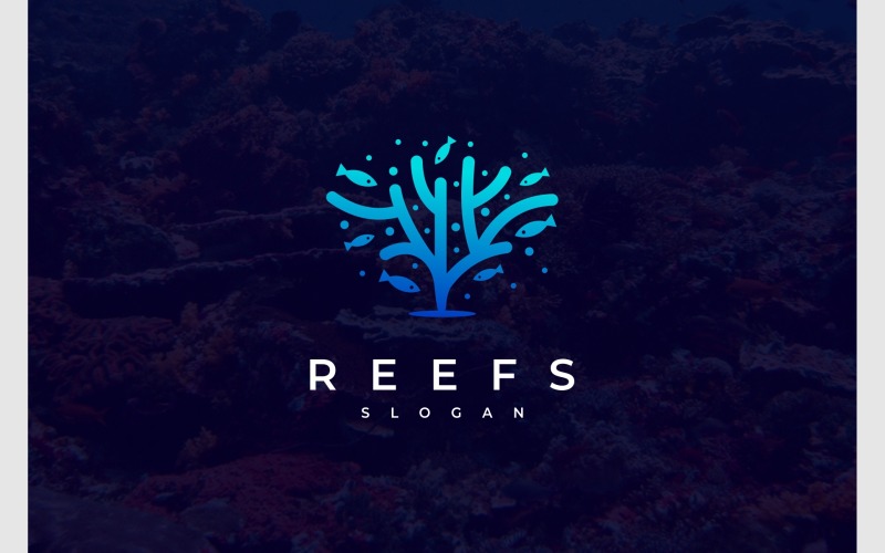 coral reef underwater logo original