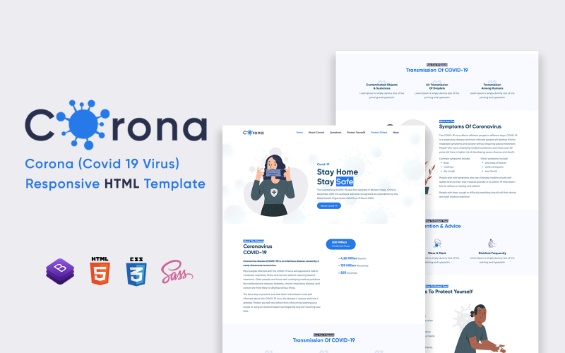 corona covid responsive html template original