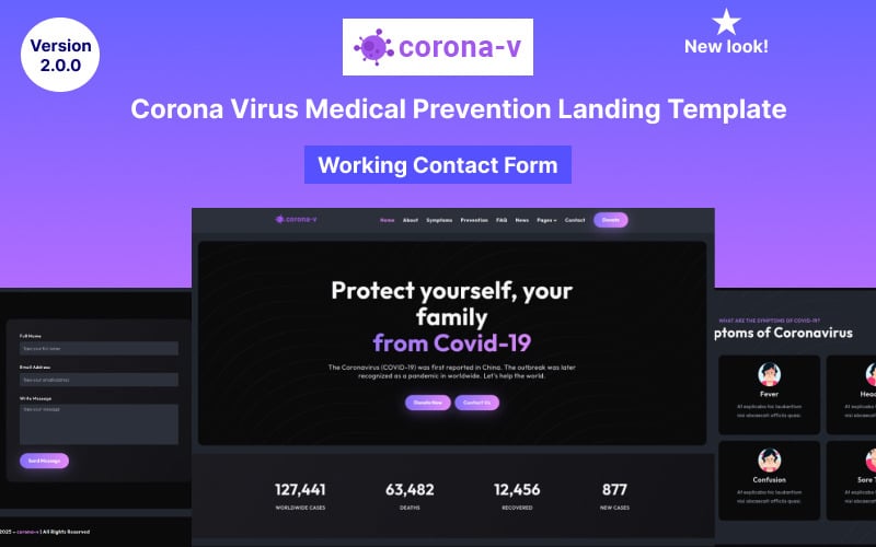 corona v corona virus medical prevention landing page template original