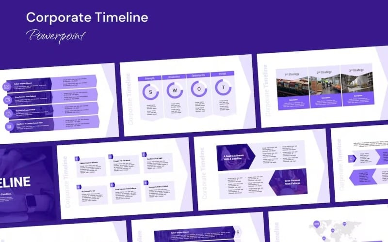corporate timeline purple powerpoint original