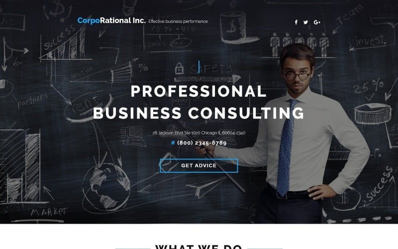 corporational business consulting with built in novi builder landing page template original