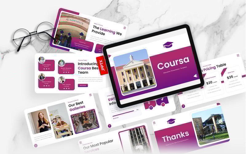 coursa education powerpoint template original