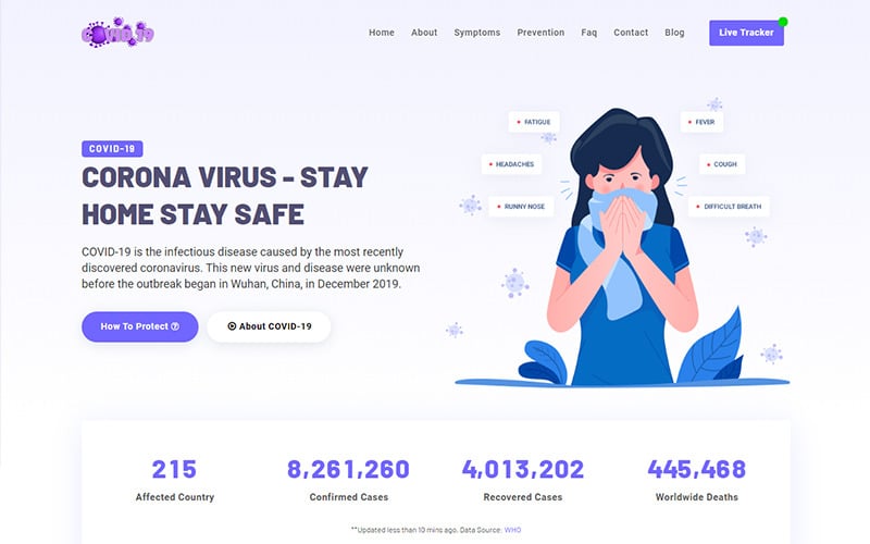 covid coronavirus social awareness and medical prevention landing page template original