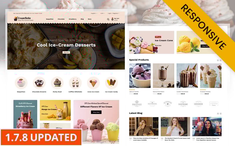 creambella ice cream shop prestashop theme original