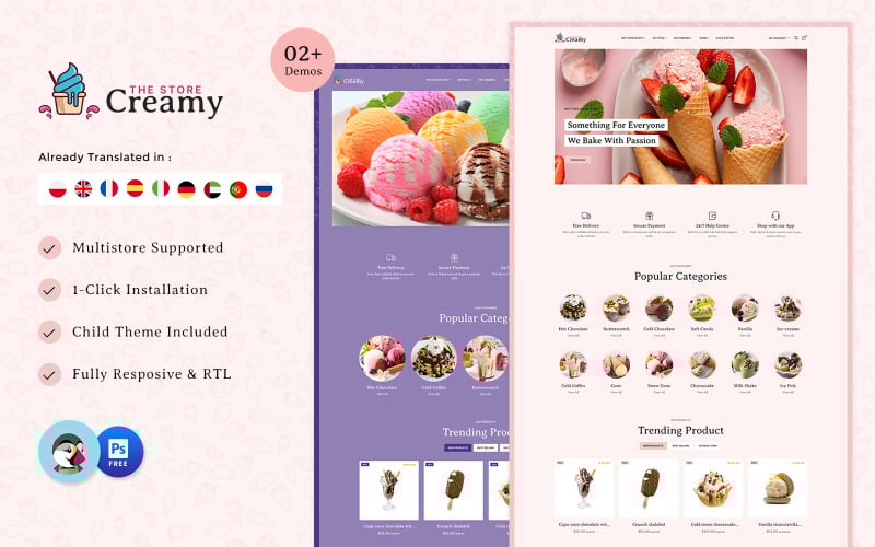 creamy ice cream drink cake store multipurpose prestashop store original