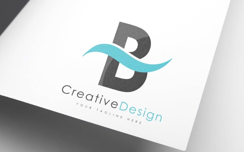 creative b letter blue wave vol logo design original