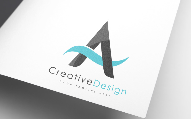 creative brand a letter blue wave logo design original