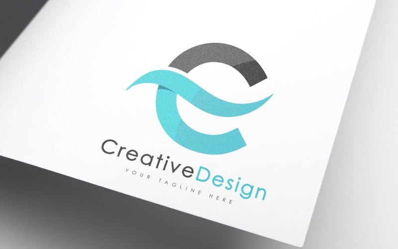 creative brand c letter blue wave logo design original