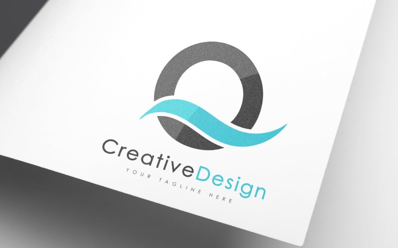 creative brand q letter blue wave logo design original