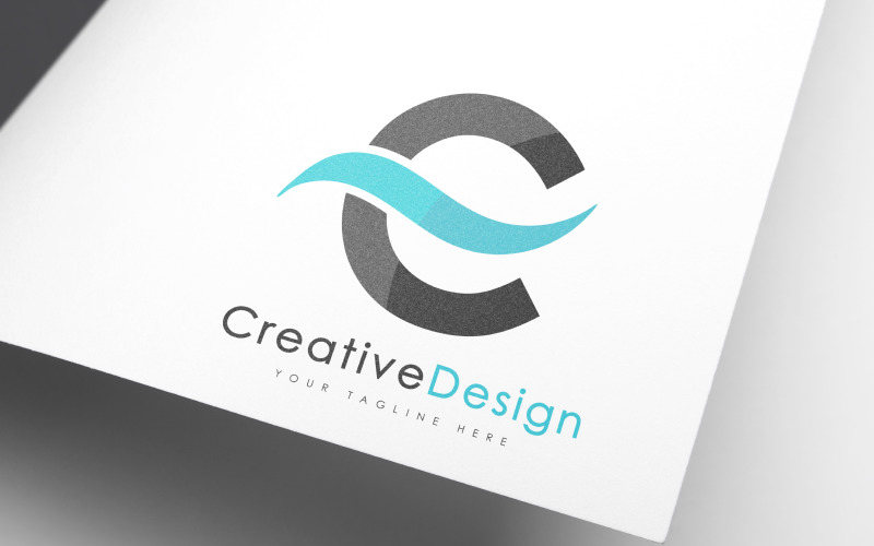 creative c letter blue wave vol logo design original