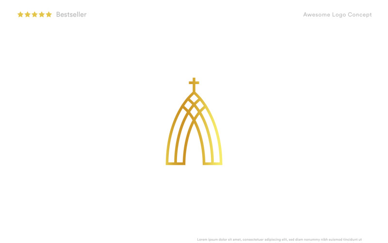 creative minimalistic linear church with cross logo template for religion union or holy building original