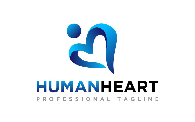 creative modern human heart wellness logo design original