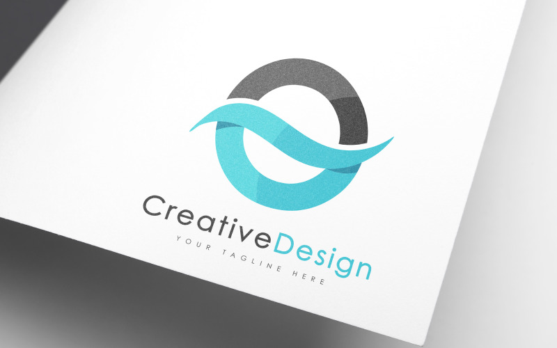 creative o letter blue wave vol logo design original